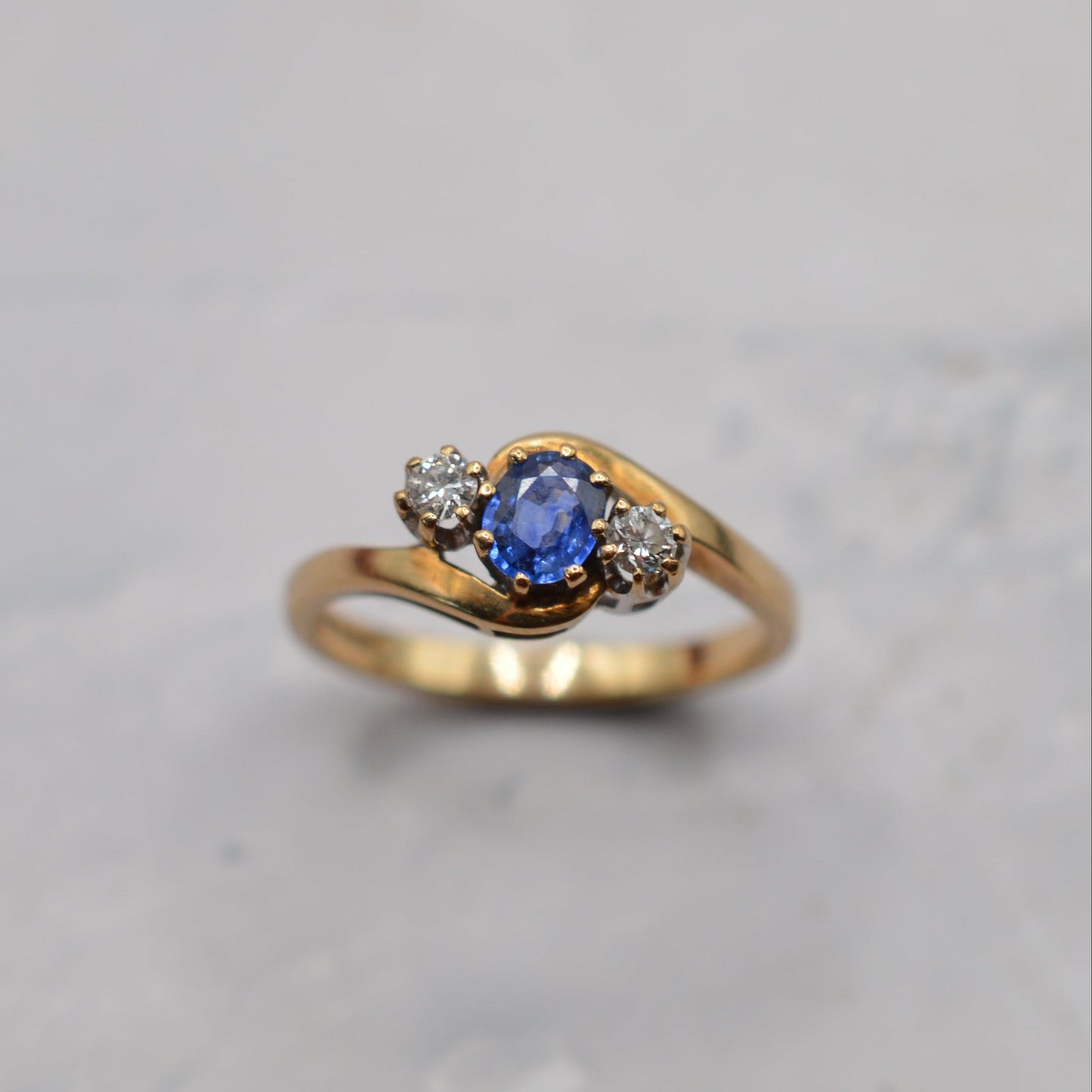 1990s 9ct Gold Sapphire & Diamond Trilogy Ring
