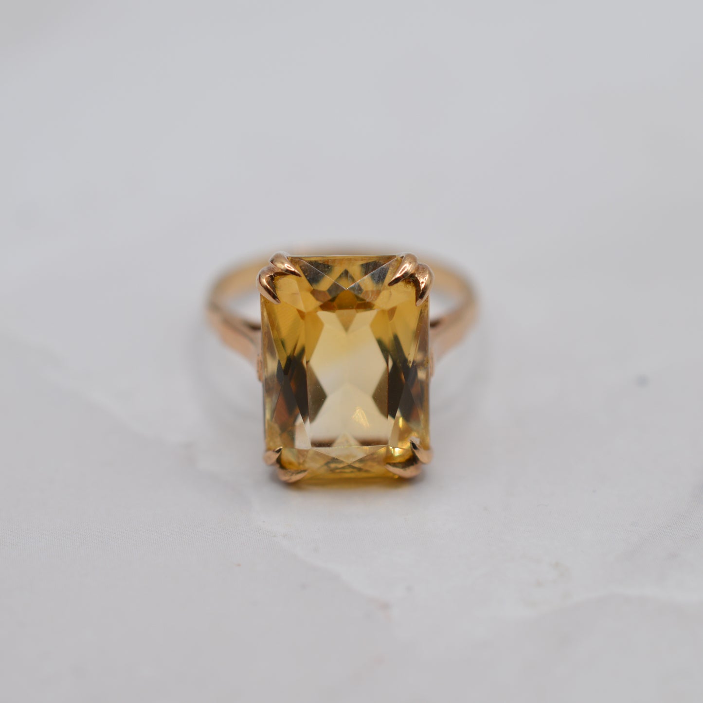 1970s Large Chunky Vintage 9ct Gold Citrine Cocktail Ring