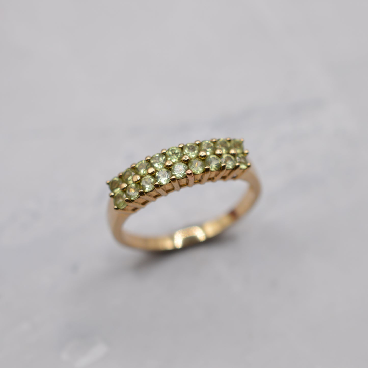 9ct Gold Green Amethyst (Prasiolite) Double-Row Ring