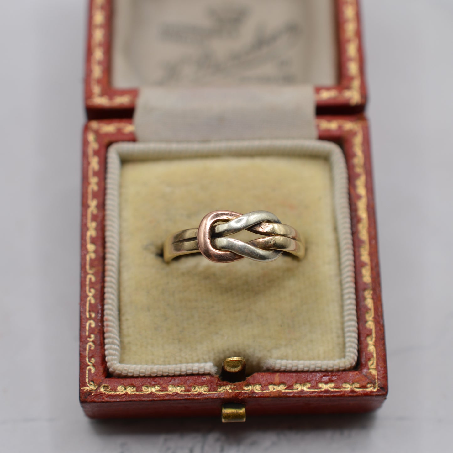 1980s Vintage 9ct Gold Tricolour Twist Knot Ring