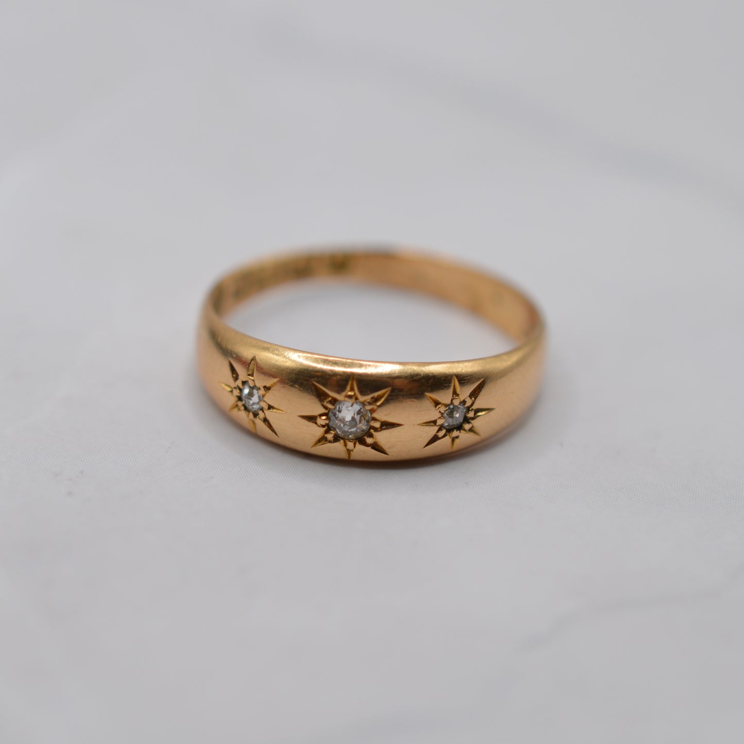 Antique 1902 18ct Gold Edwardian Diamond Gypsy Ring