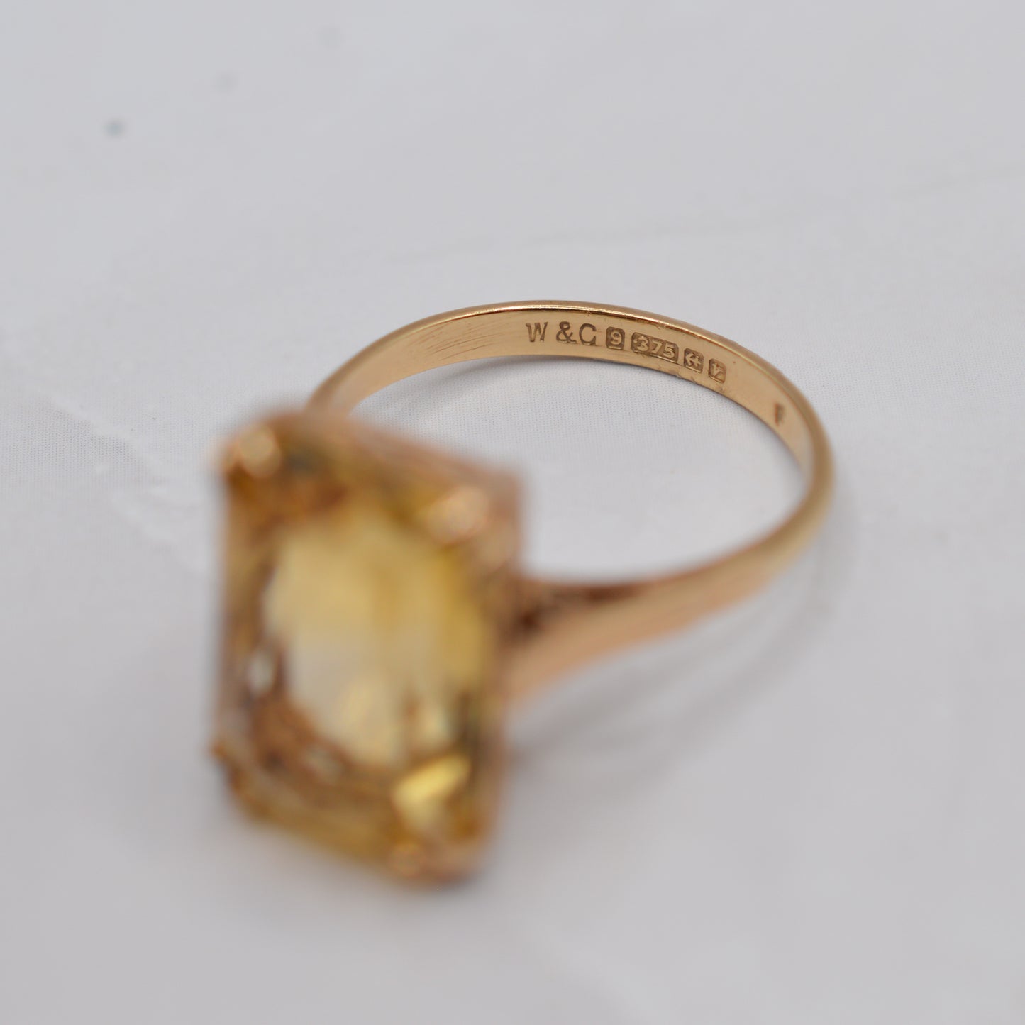 1970s Large Chunky Vintage 9ct Gold Citrine Cocktail Ring