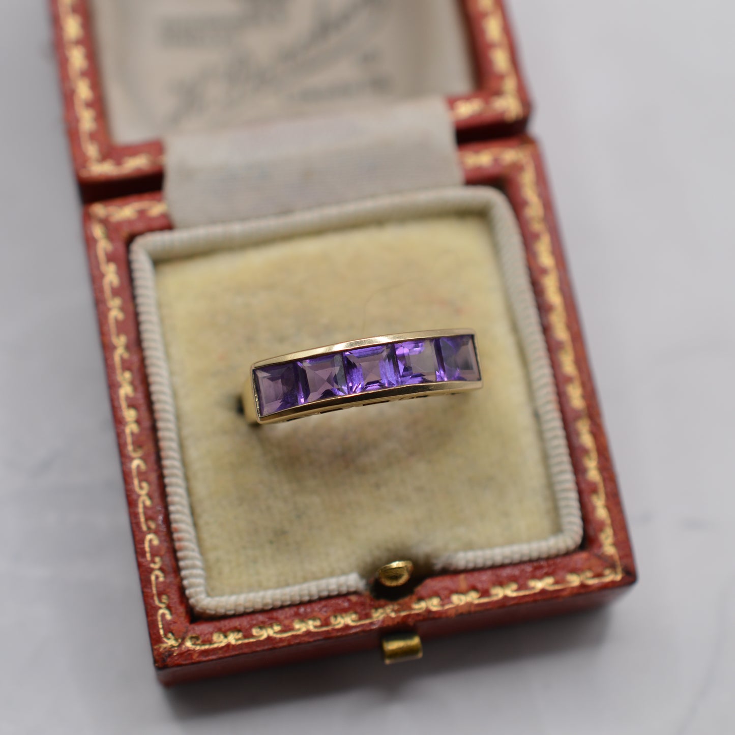 9ct Gold Amethyst Five-Stone Ring