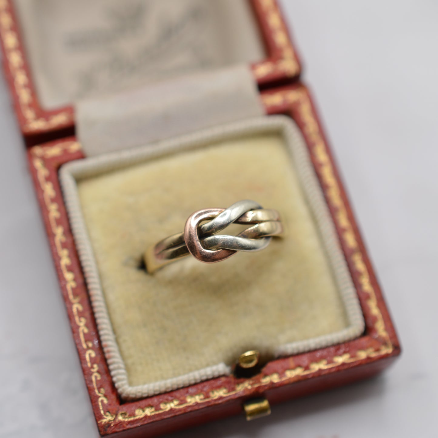 1980s Vintage 9ct Gold Tricolour Twist Knot Ring