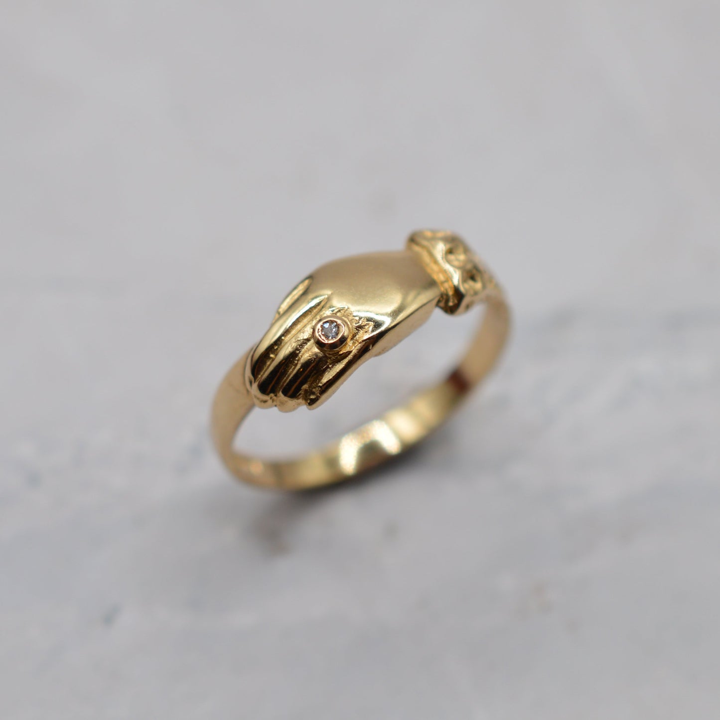 1980s 9ct Gold Diamond Hand Ring
