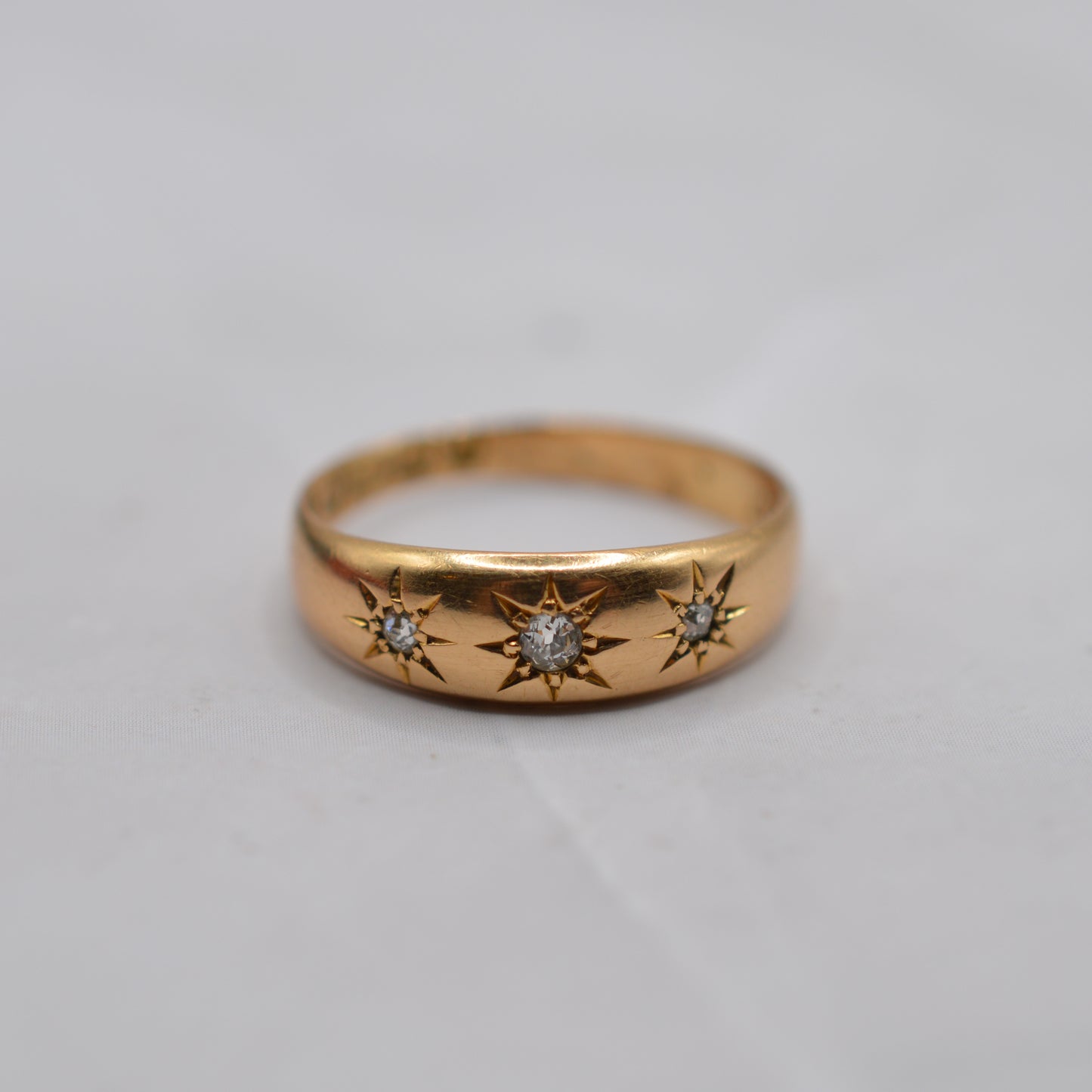 Antique 1902 18ct Gold Edwardian Diamond Gypsy Ring
