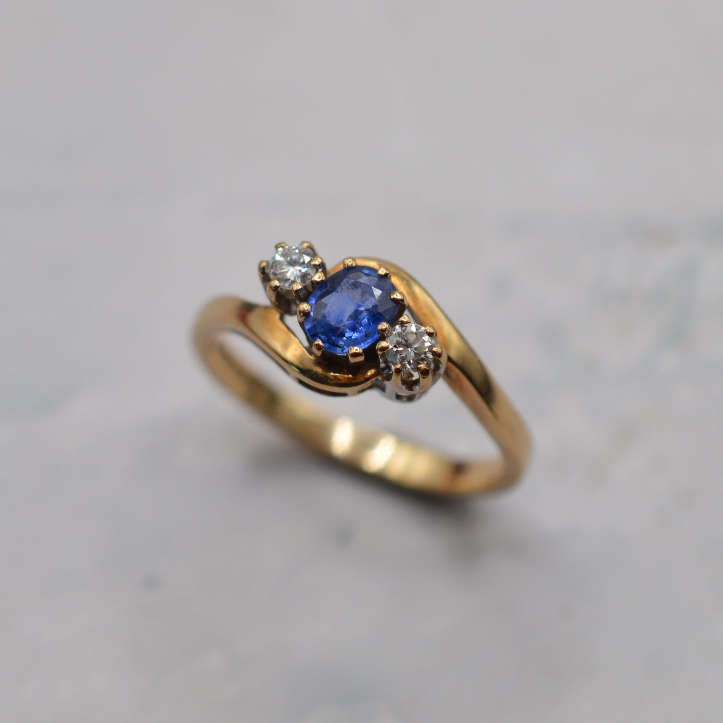 1990s 9ct Gold Sapphire & Diamond Trilogy Ring