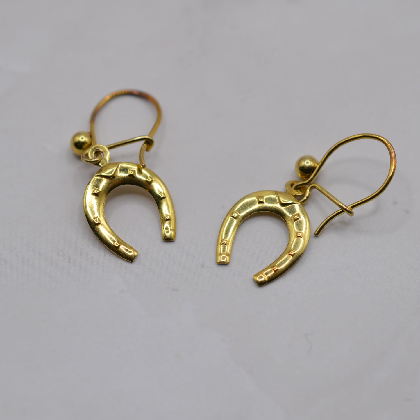 1970s Vintage 9ct Gold Horseshoe Drop Earrings