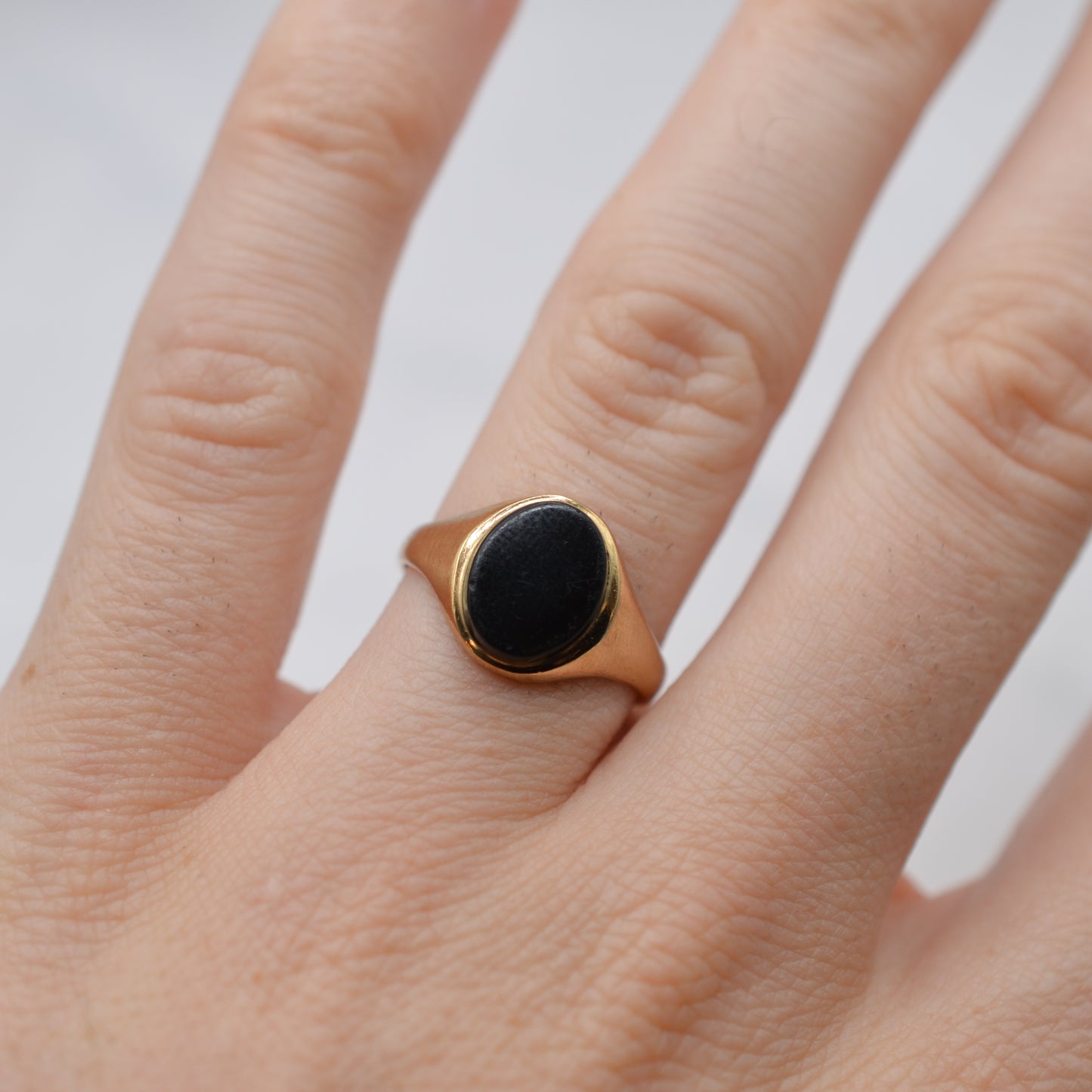 1970s Vintage 9ct Gold Onyx Signet Ring