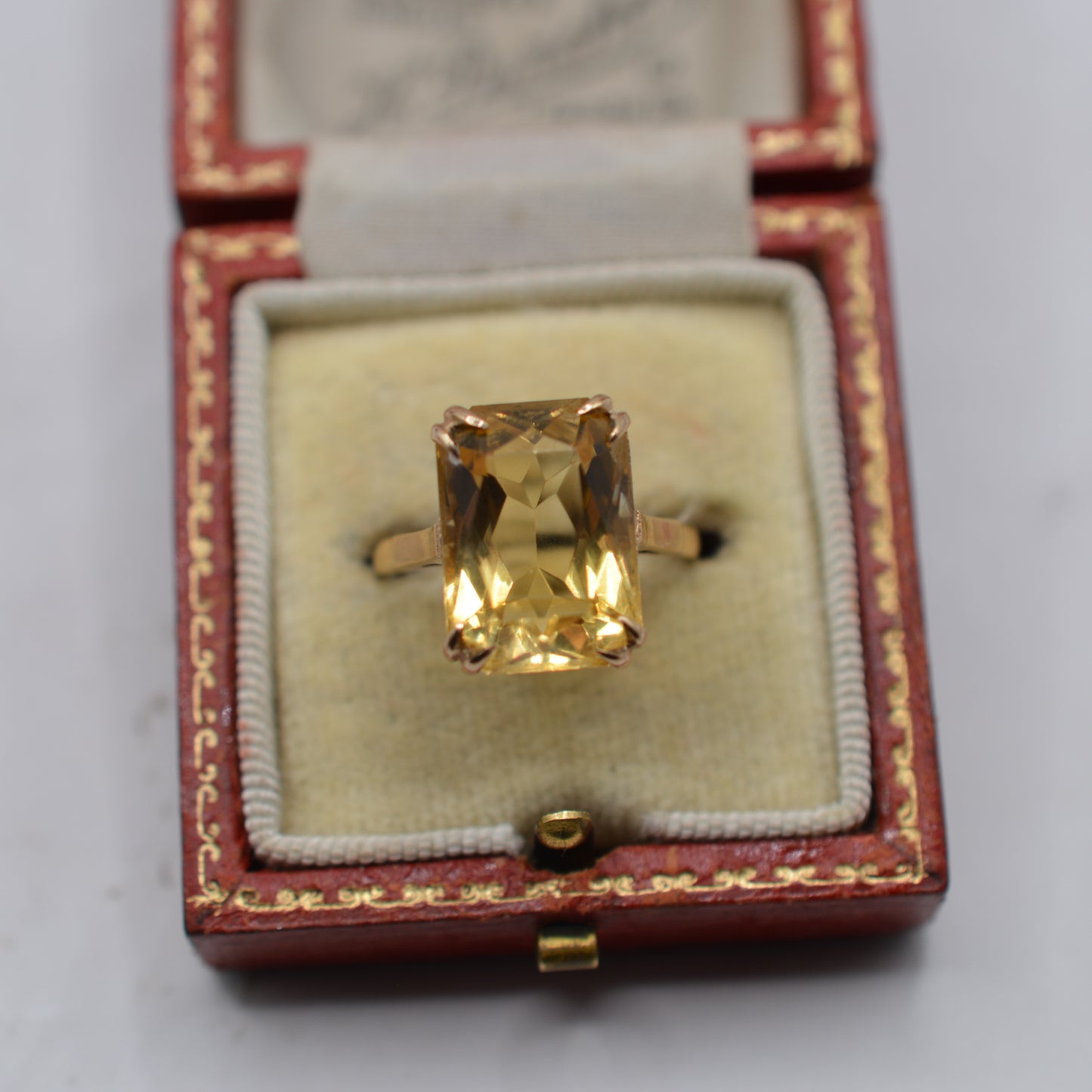 1970s Large Chunky Vintage 9ct Gold Citrine Cocktail Ring