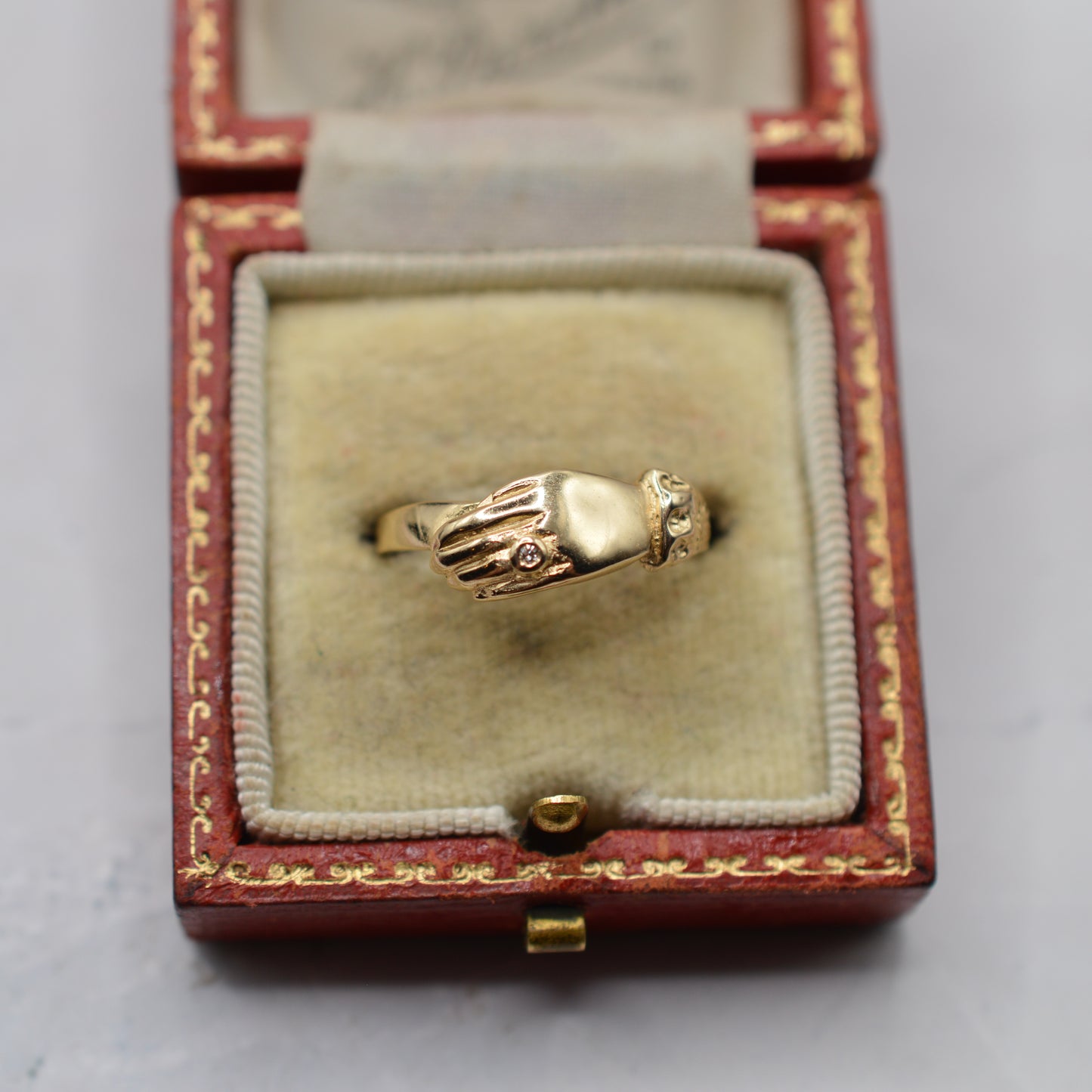 1980s 9ct Gold Diamond Hand Ring