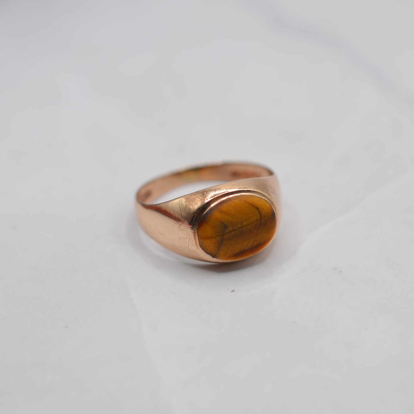 1970s Chunky Vintage 9ct Gold Tigers Eye Signet Ring