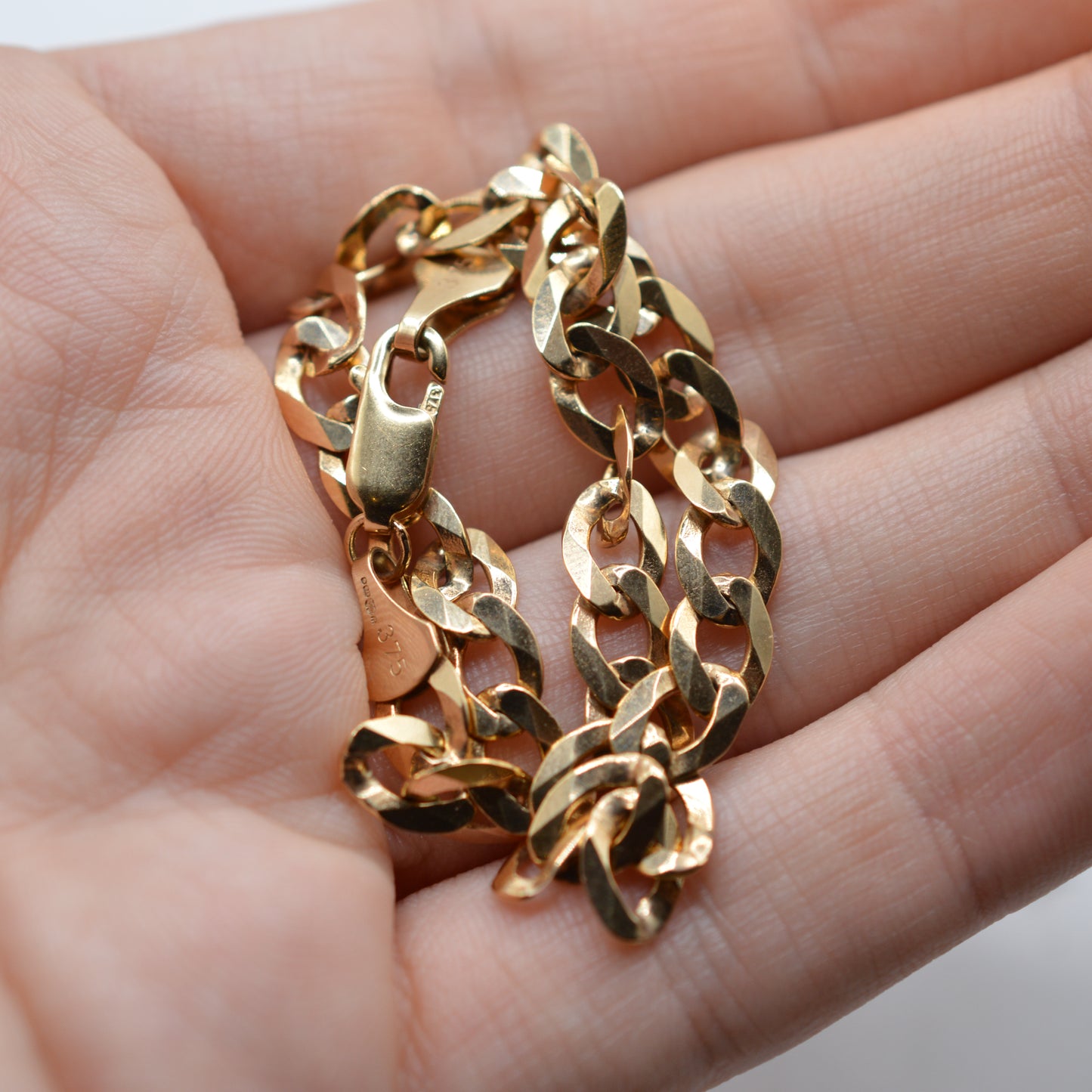 Vintage Heavy 9ct Gold Curb Link Bracelet