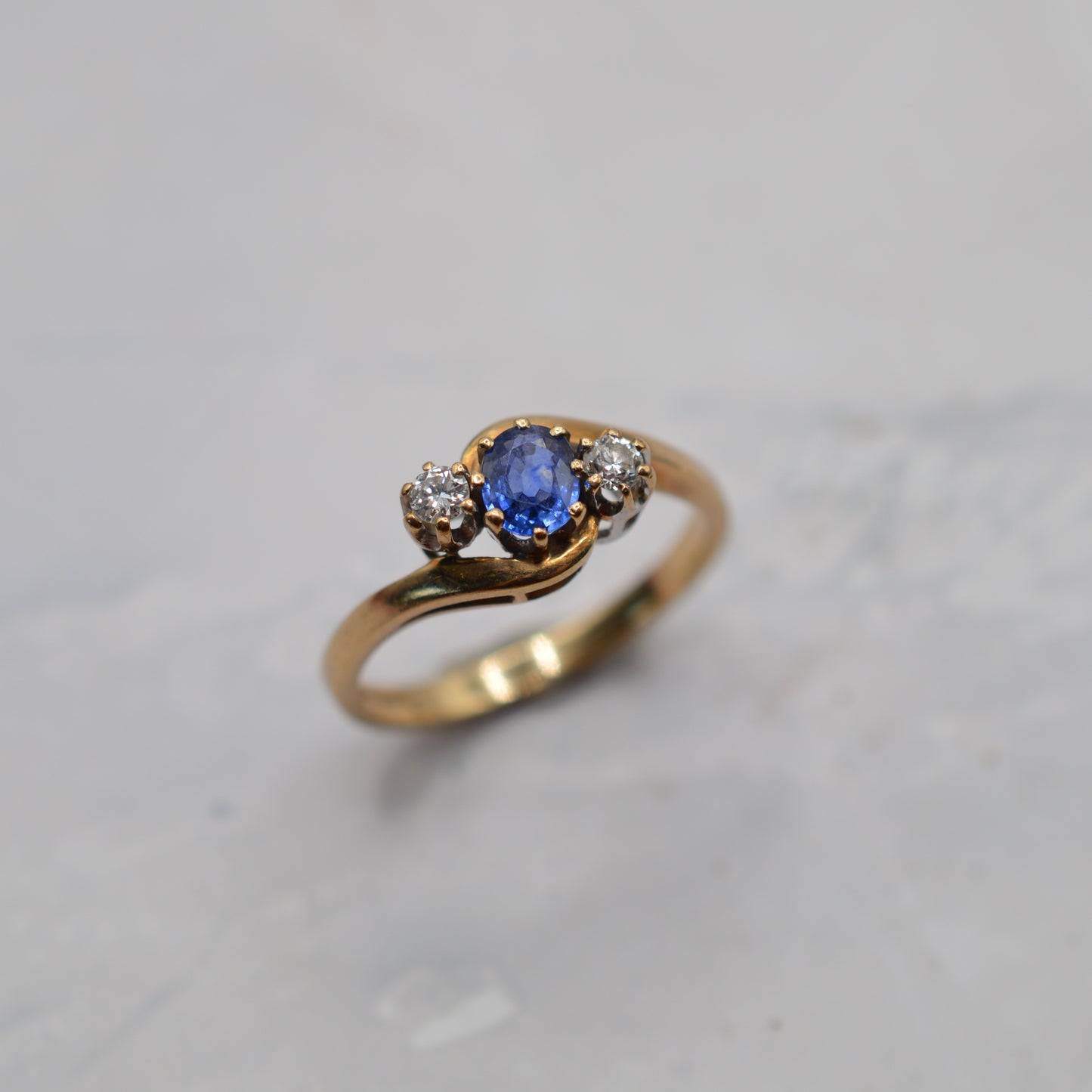 1990s 9ct Gold Sapphire & Diamond Trilogy Ring