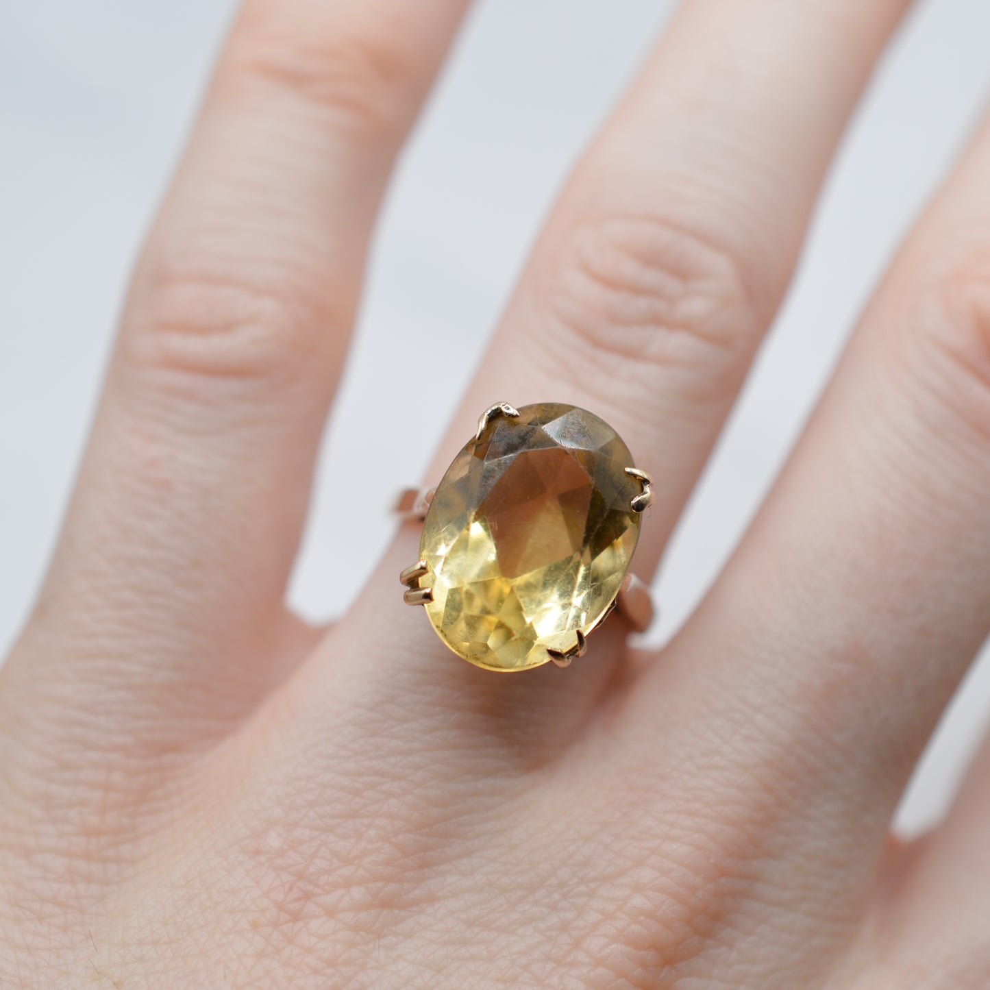 1960s Chunky Vintage 9ct Gold 7ct Citrine Cocktail Ring