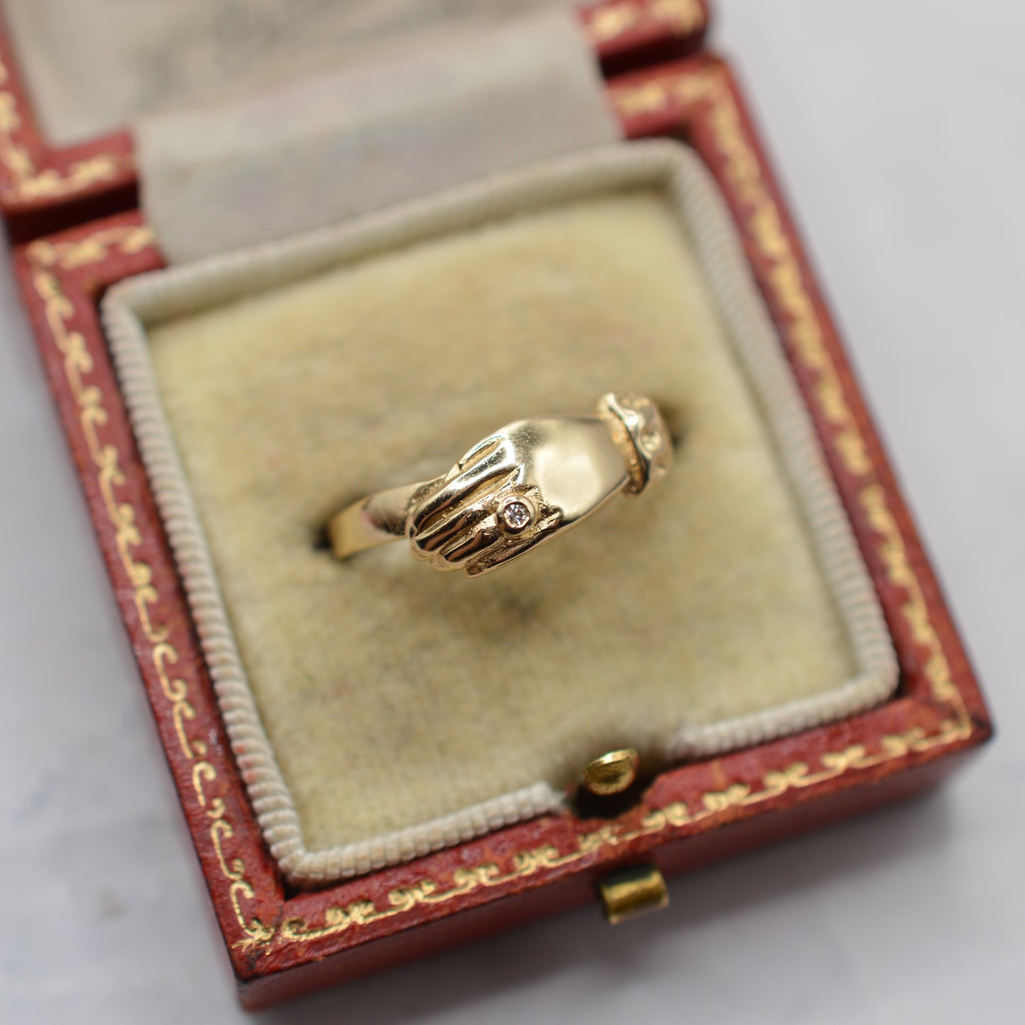 1980s 9ct Gold Diamond Hand Ring