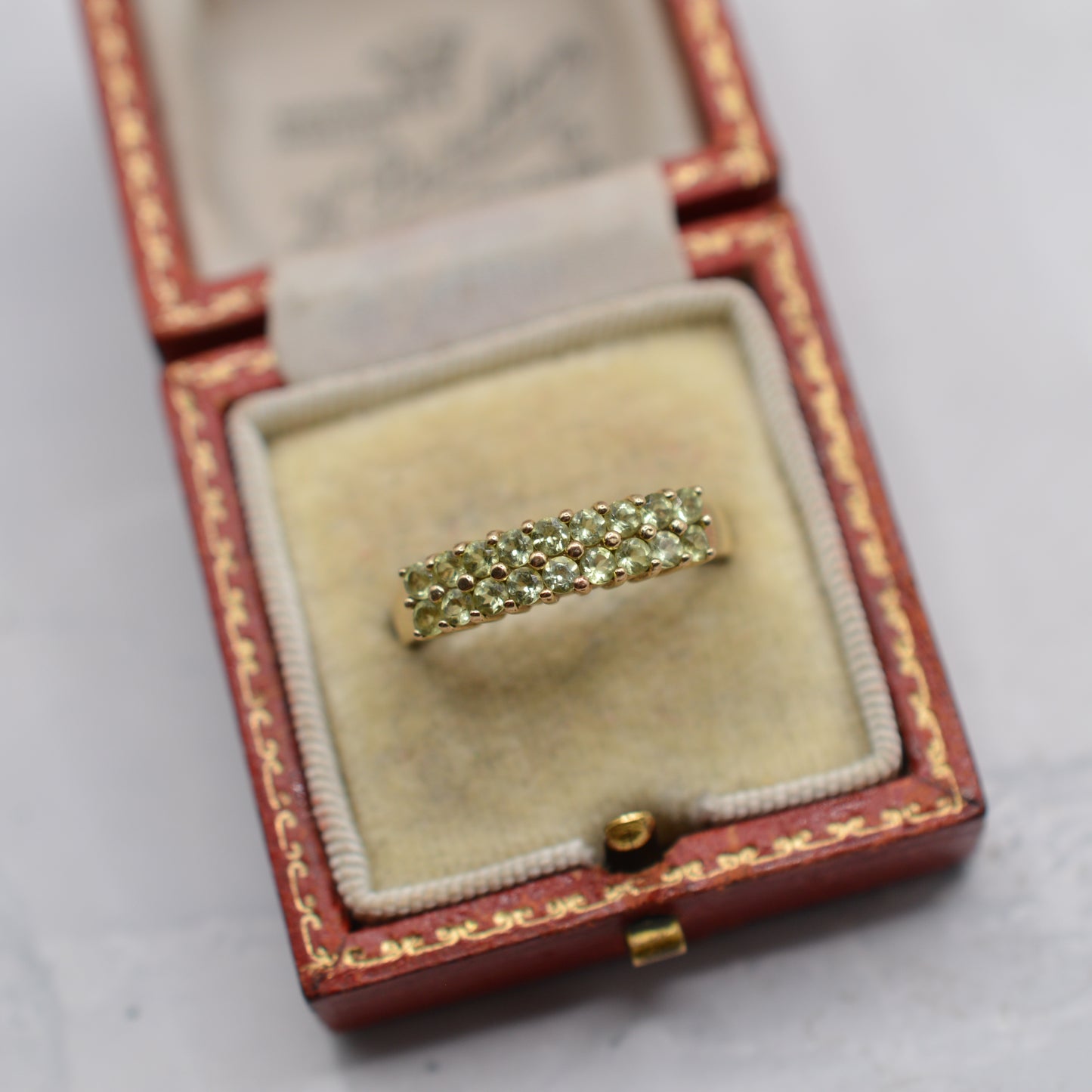 9ct Gold Green Amethyst (Prasiolite) Double-Row Ring