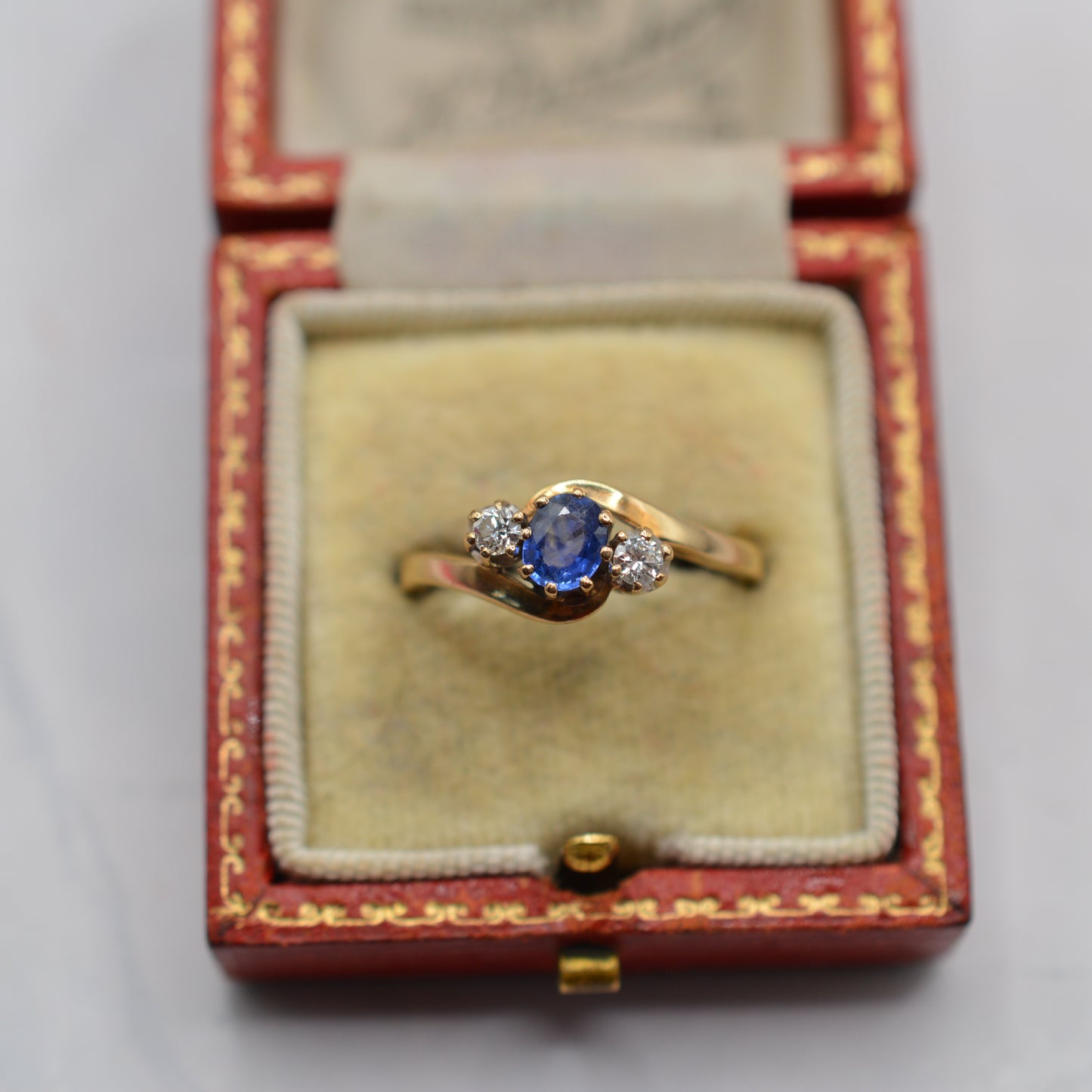 1990s 9ct Gold Sapphire & Diamond Trilogy Ring