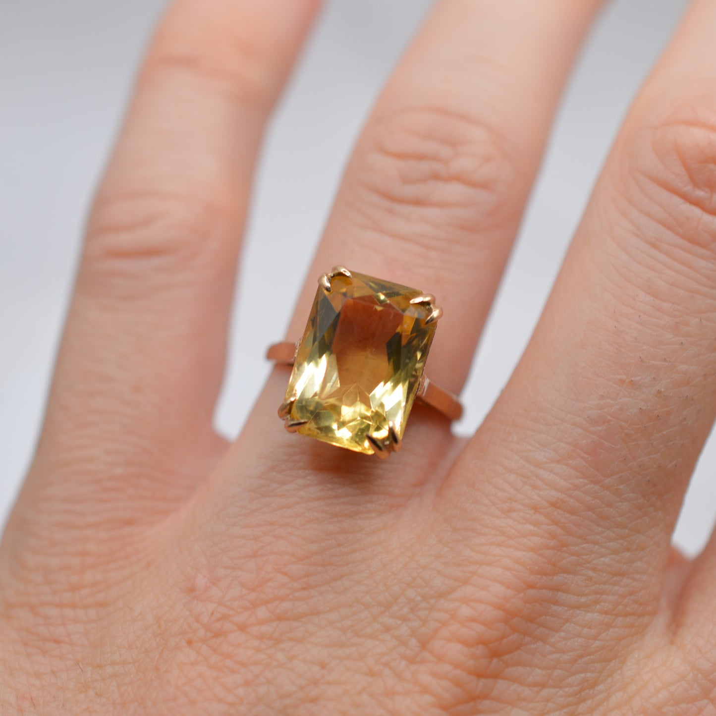 1970s Large Chunky Vintage 9ct Gold Citrine Cocktail Ring