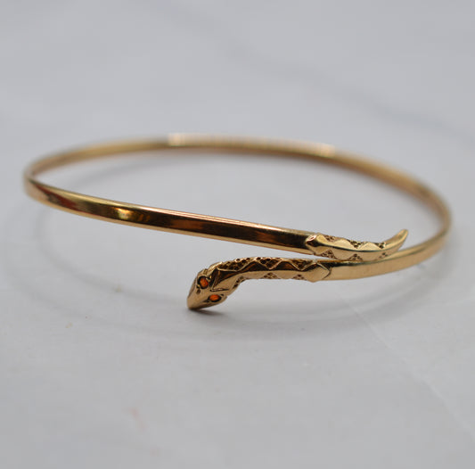 9ct Gold Garnet Snake Bracelet/Bangle