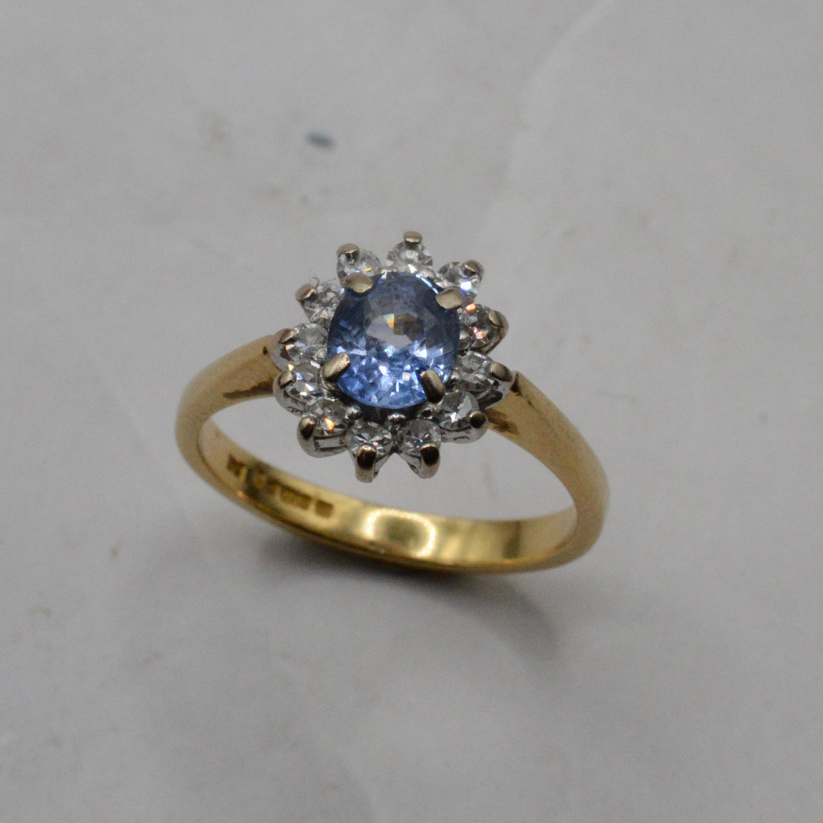 1990s 18ct Gold Sapphire & Diamond Cluster Ring