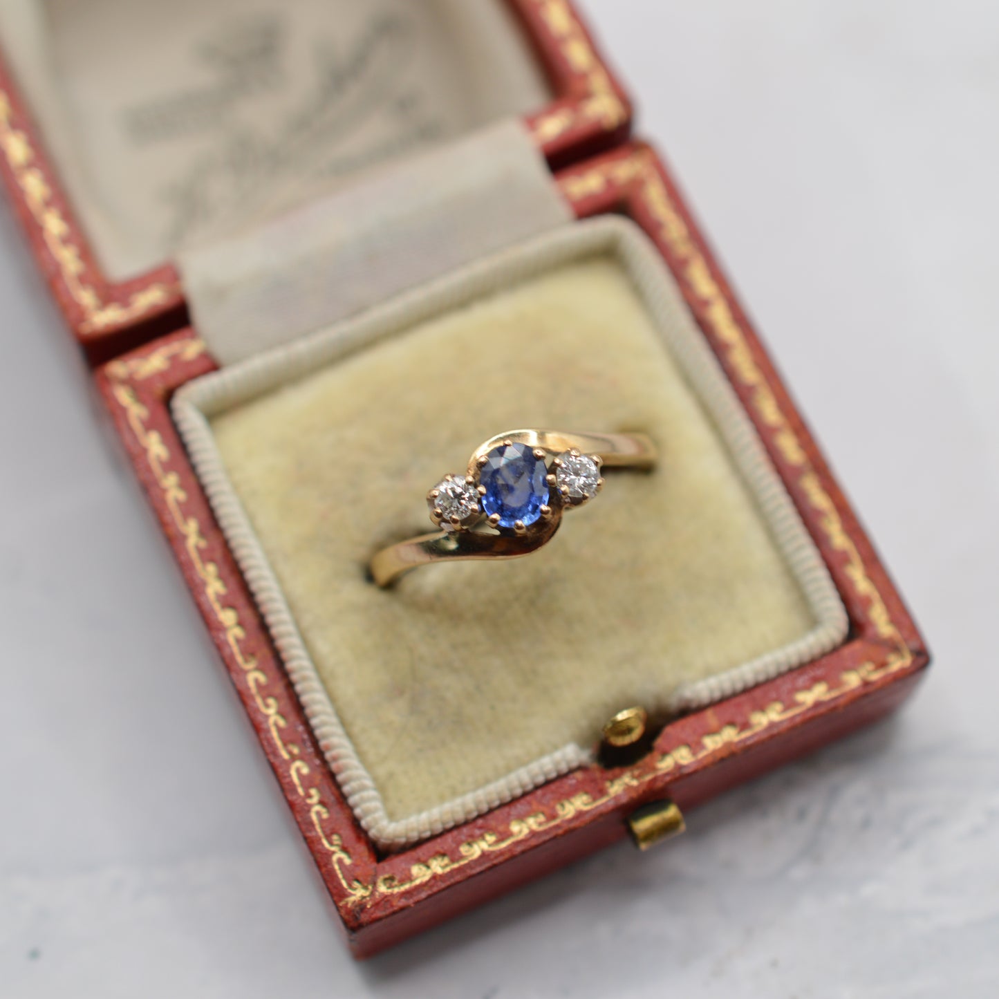 1990s 9ct Gold Sapphire & Diamond Trilogy Ring