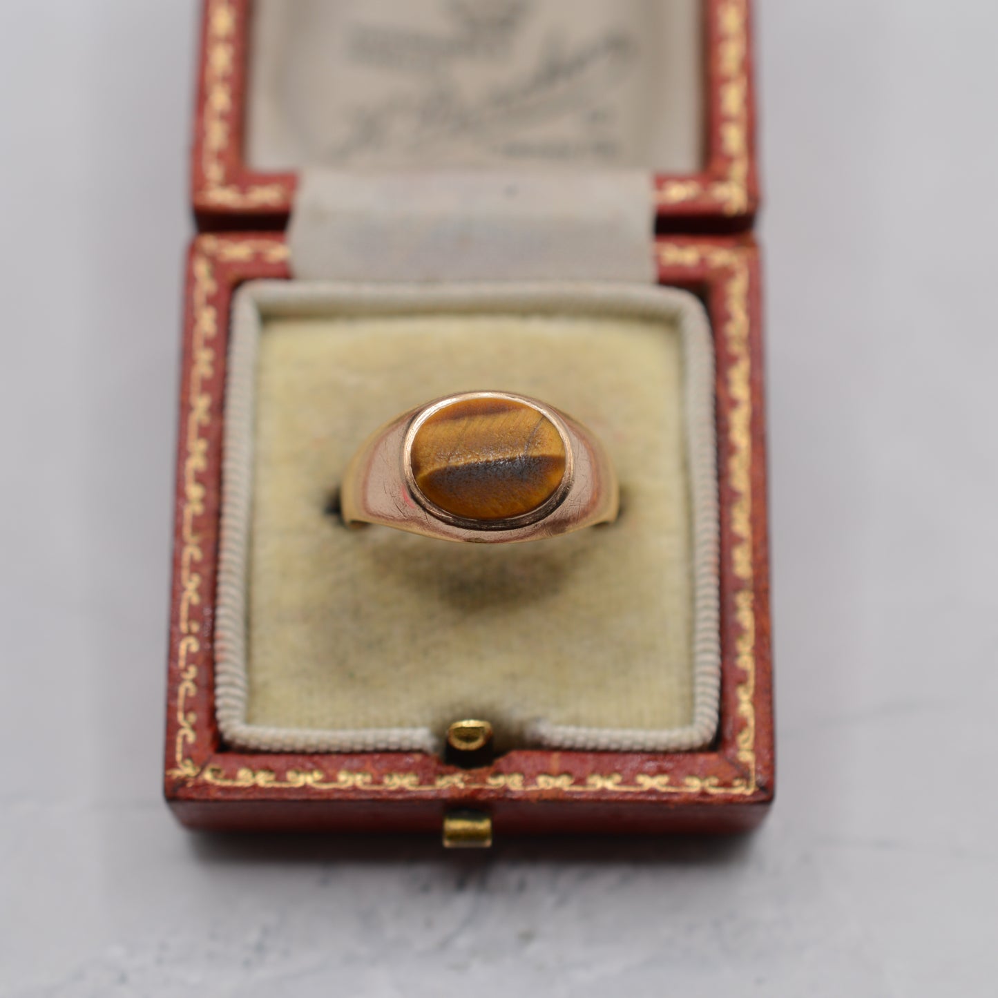 1970s Chunky Vintage 9ct Gold Tigers Eye Signet Ring