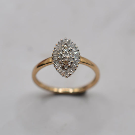 9ct Gold 0.25ct Diamond Navette Cluster Ring