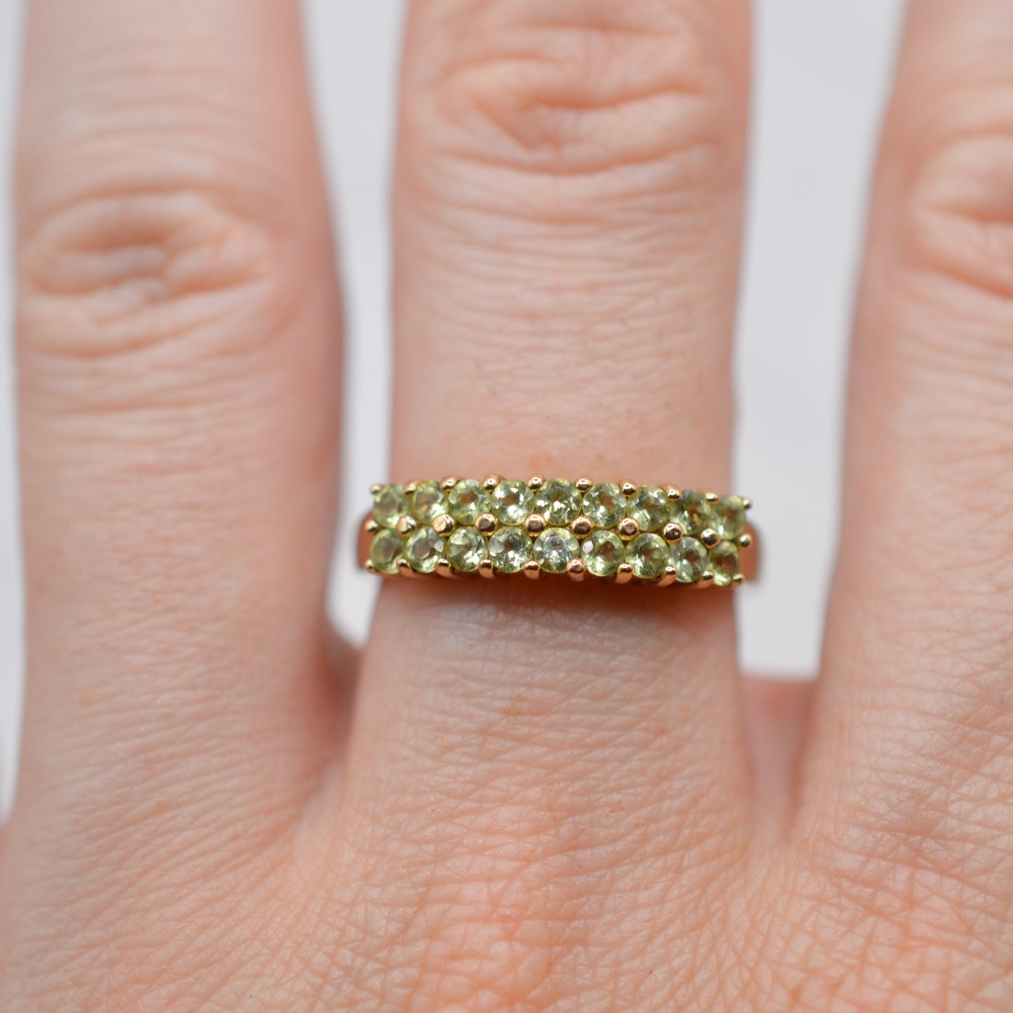9ct Gold Green Amethyst (Prasiolite) Double-Row Ring