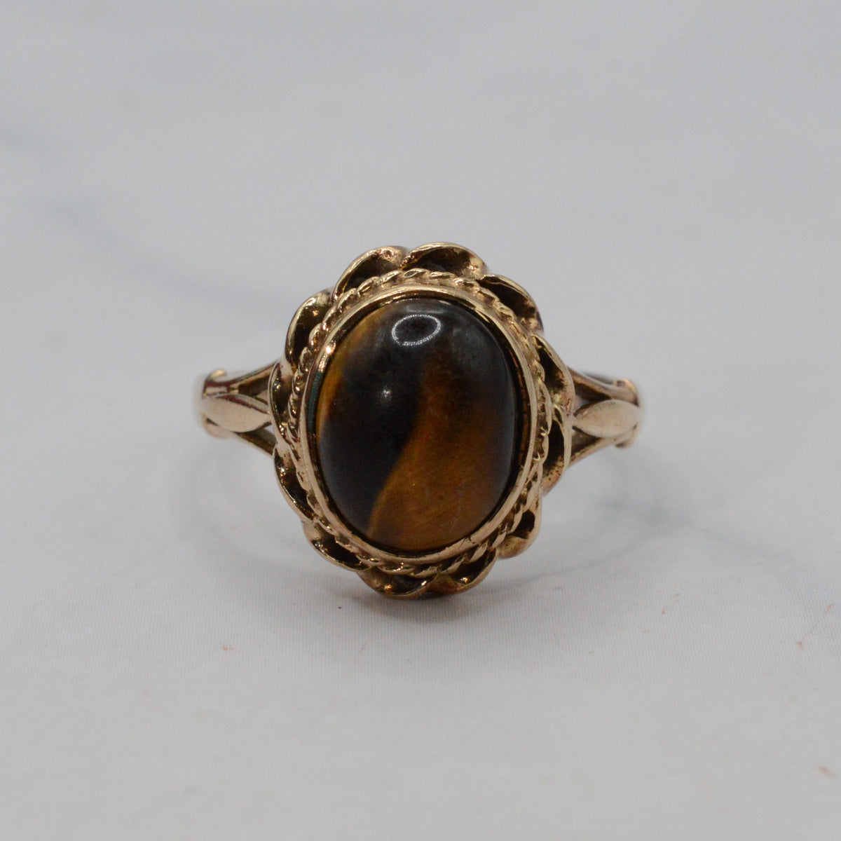 1970s Vintage 9ct Gold Tiger's Eye Ring