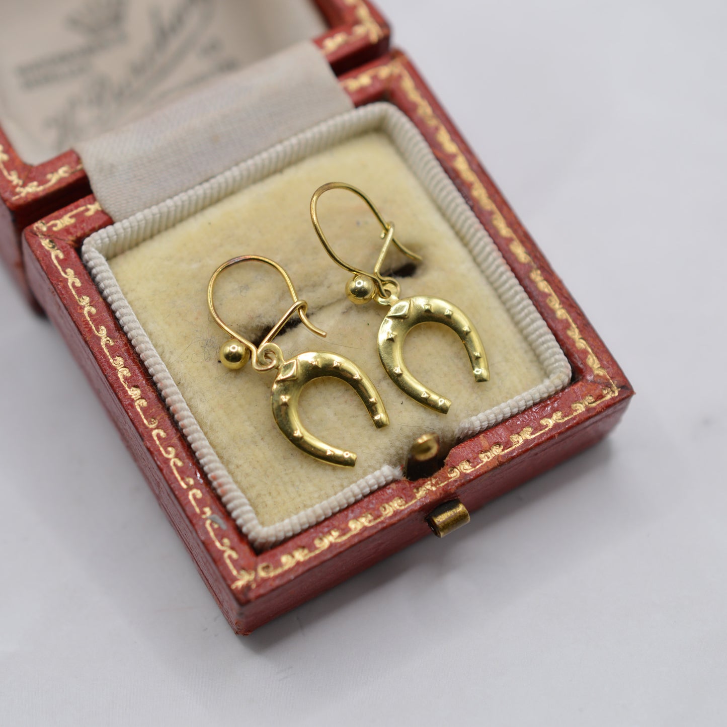 1970s Vintage 9ct Gold Horseshoe Drop Earrings