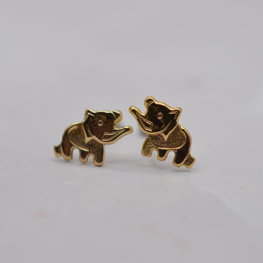 Vintage 9ct Gold Elephant Stud Earrings