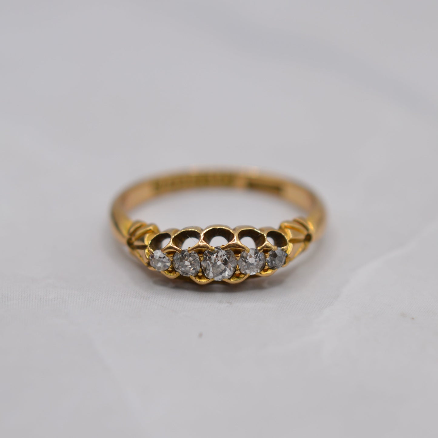 1876 Victorian Antique 18ct Gold Diamond Five-Stone Ring