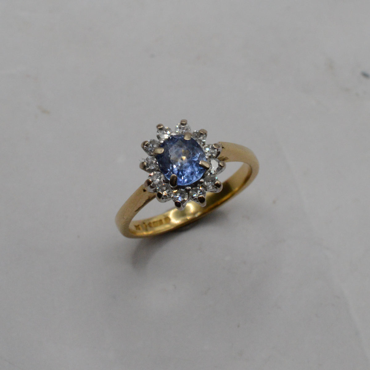 1990s 18ct Gold Sapphire & Diamond Cluster Ring