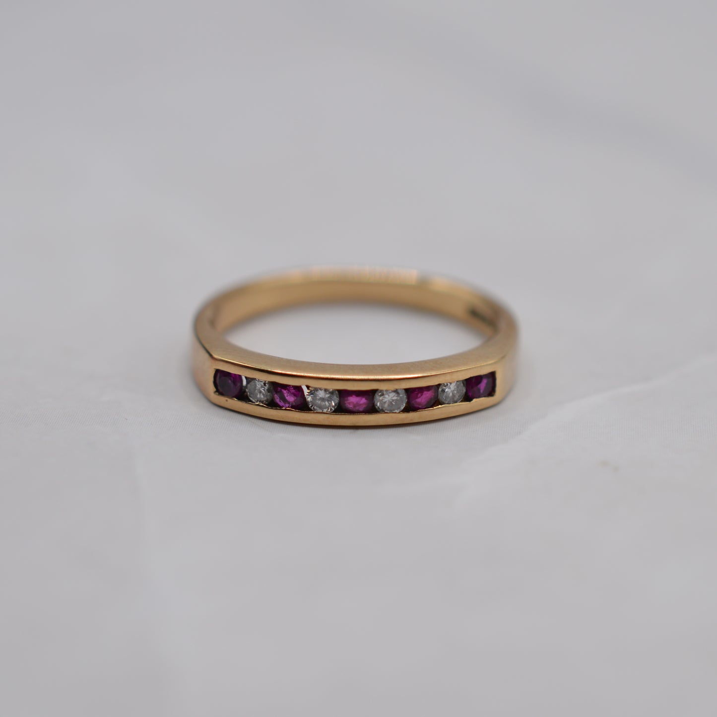 9ct Gold Ruby & Diamond Half-Eternity Ring