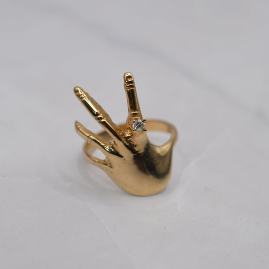 Chunky Y2K 9ct Gold Hand Statement Ring