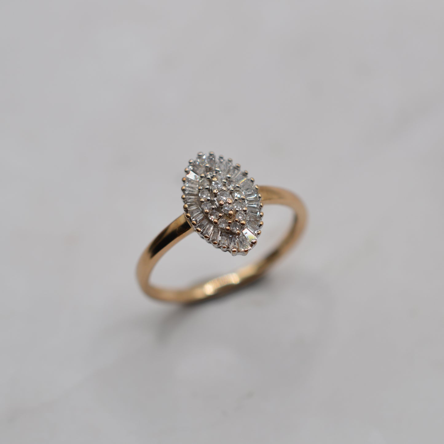 9ct Gold 0.25ct Diamond Navette Cluster Ring