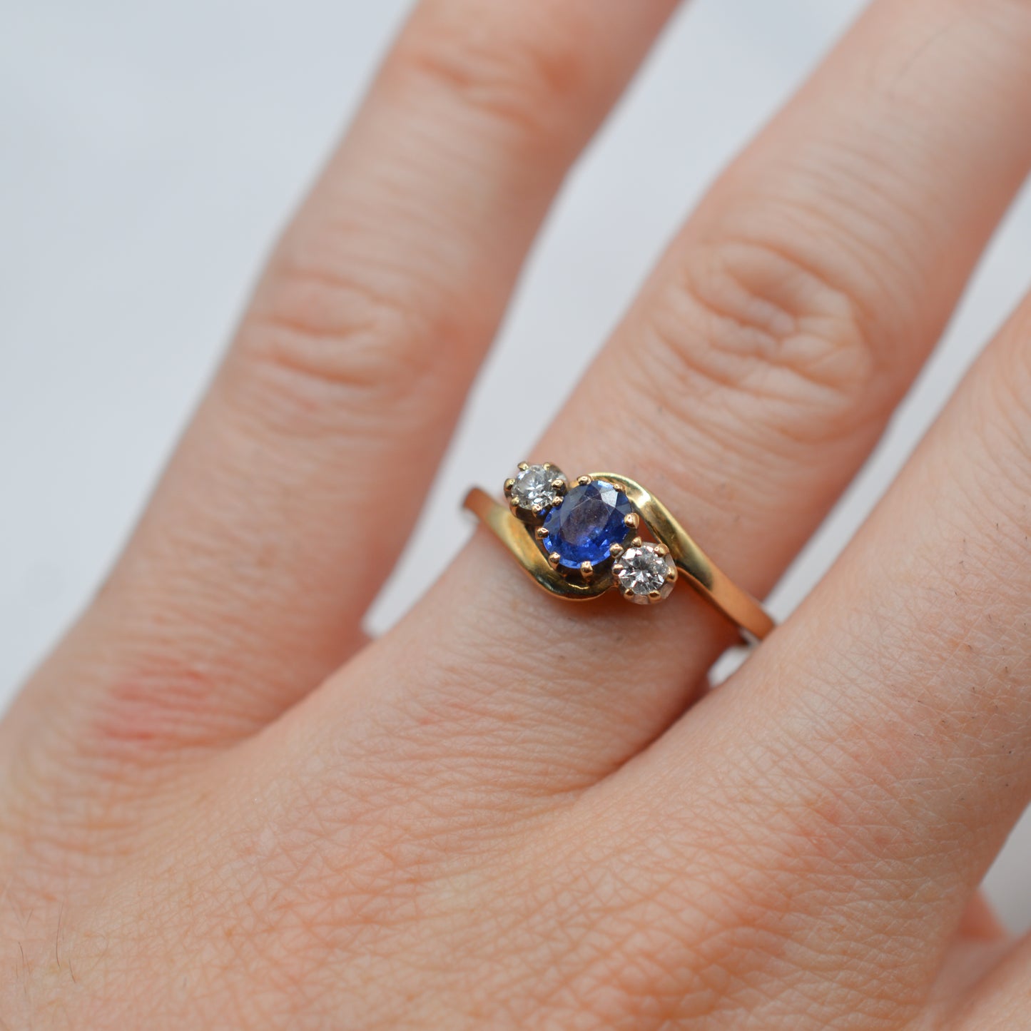 1990s 9ct Gold Sapphire & Diamond Trilogy Ring