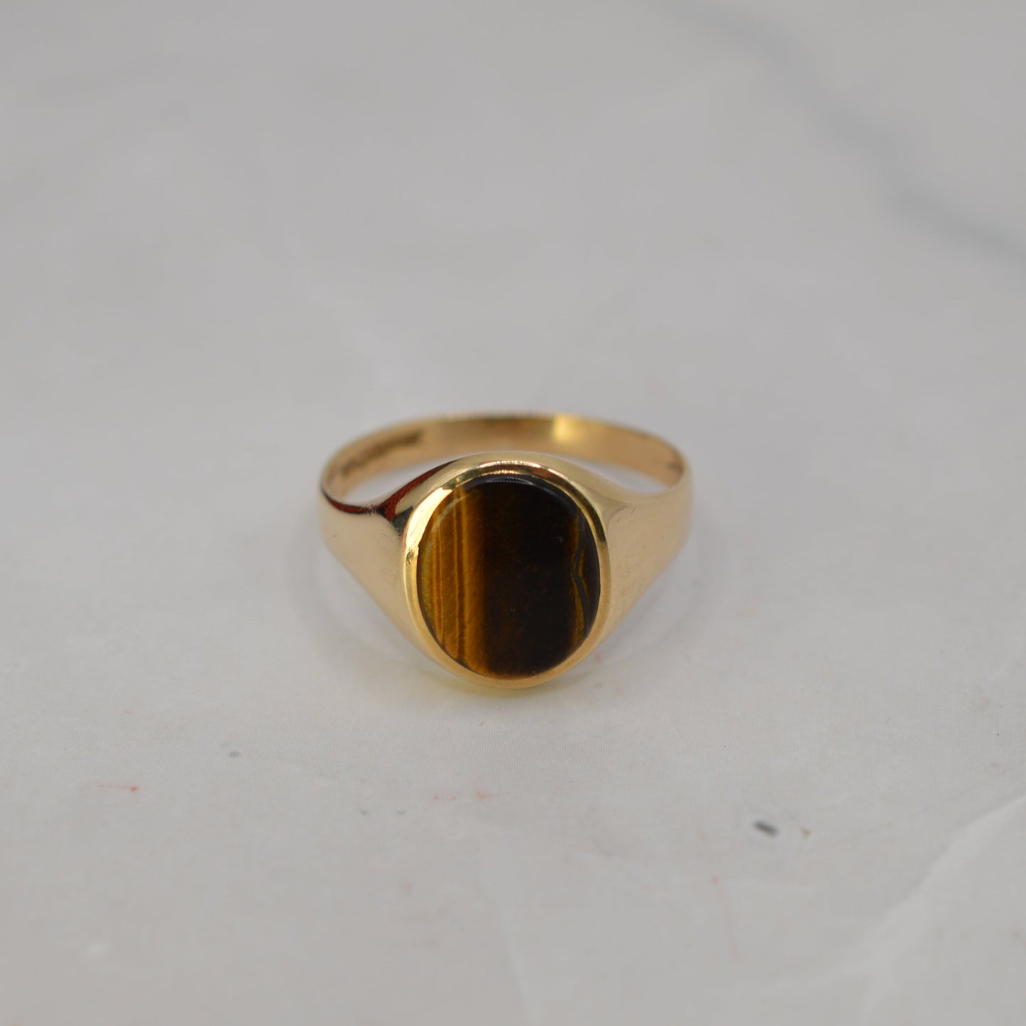 Chunky 1980s 9ct Gold Tiger’s Eye Signet Ring