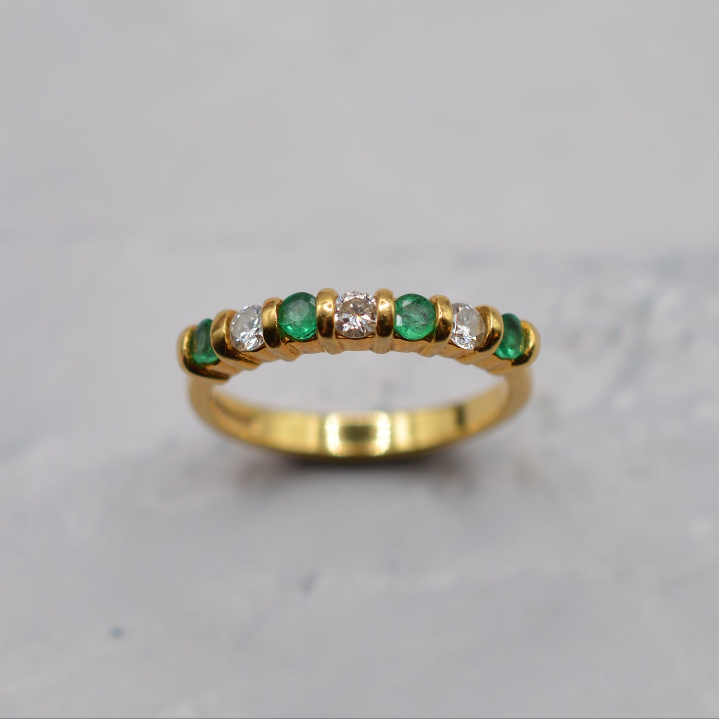 18ct Gold Emerald & Diamond Half-Eternity Ring