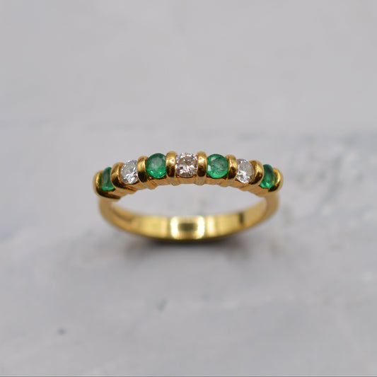 18ct Gold Emerald & Diamond Half-Eternity Ring