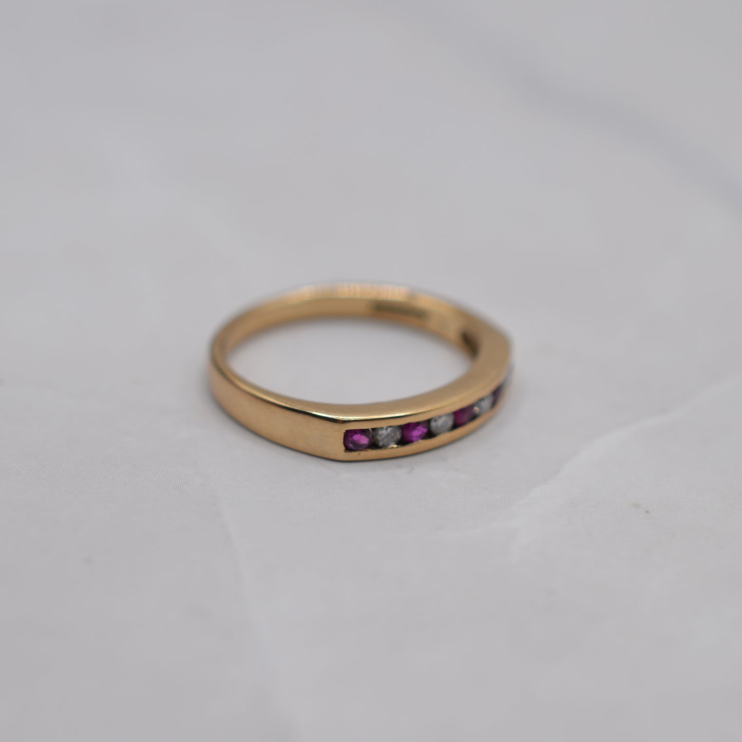 9ct Gold Ruby & Diamond Half-Eternity Ring