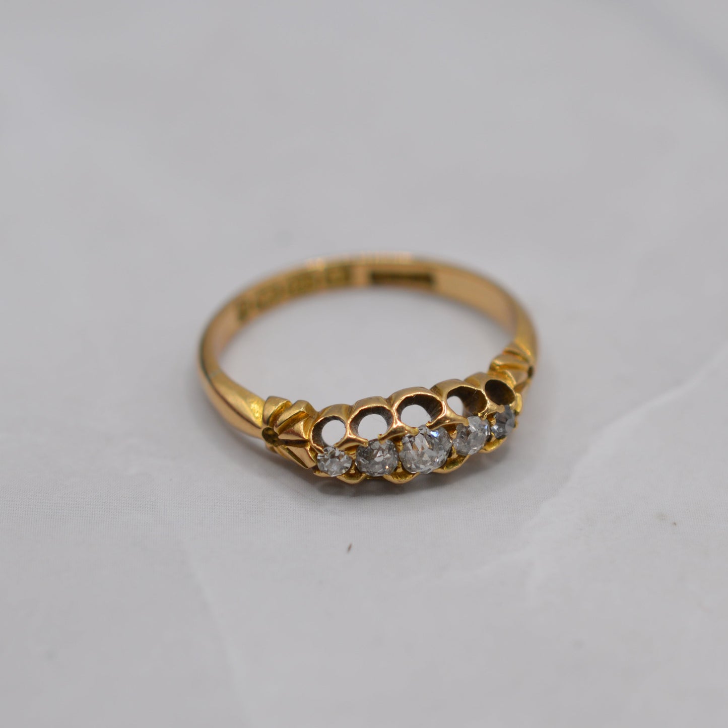1876 Victorian Antique 18ct Gold Diamond Five-Stone Ring