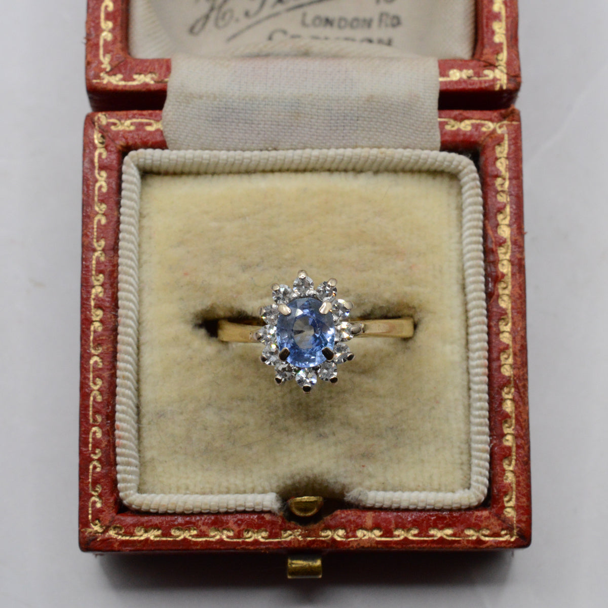 1990s 18ct Gold Sapphire & Diamond Cluster Ring