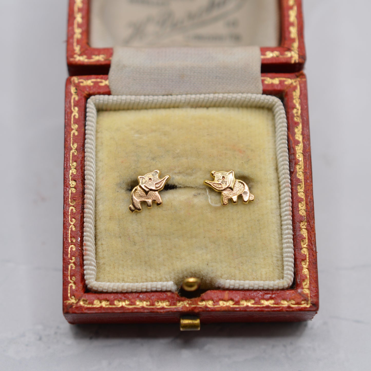 Vintage 9ct Gold Elephant Stud Earrings