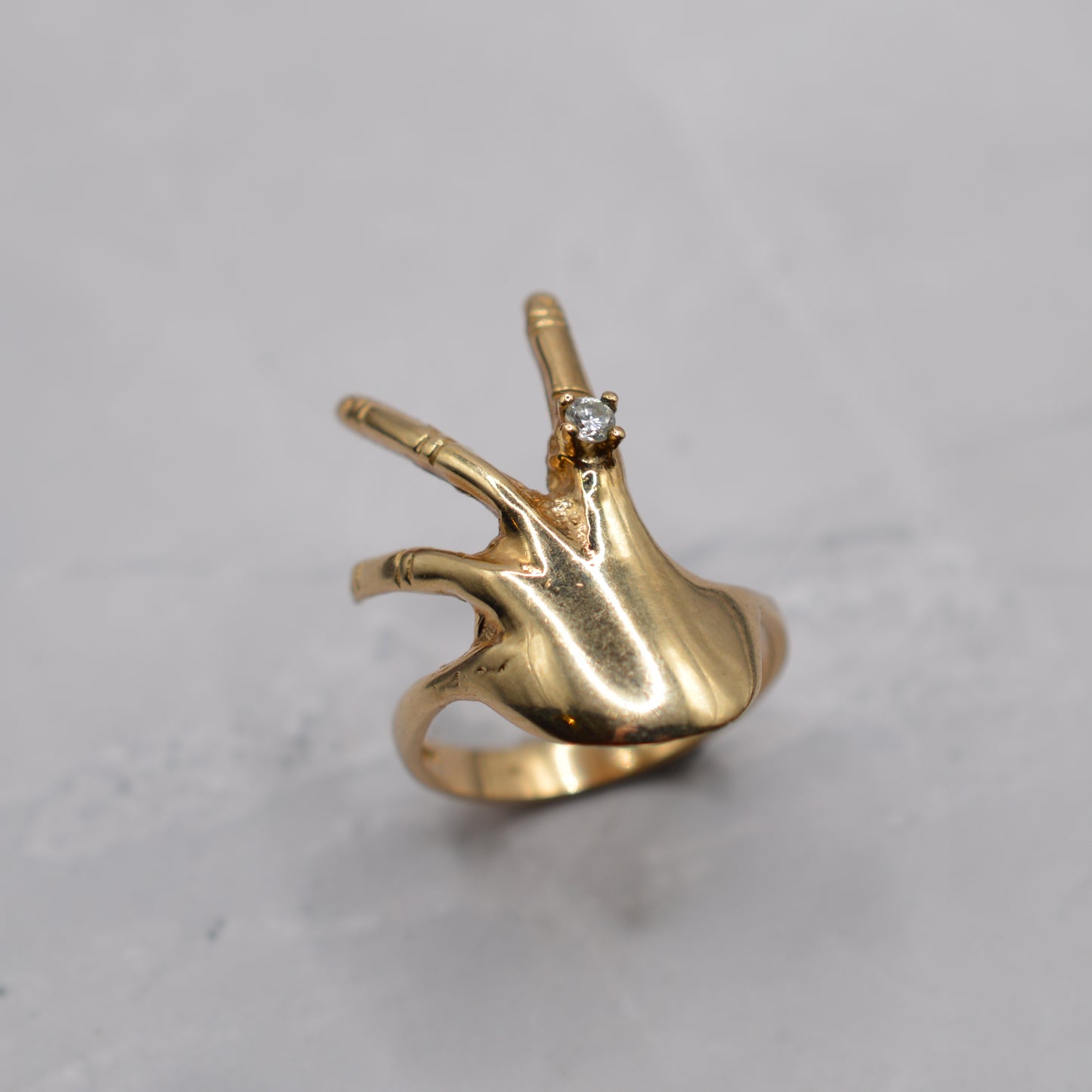 Chunky Y2K 9ct Gold Hand Statement Ring