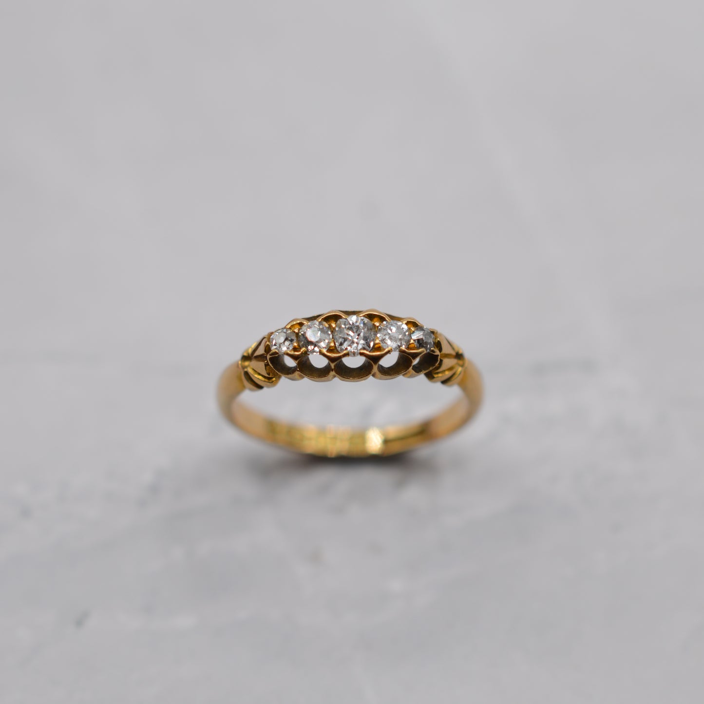 1876 Victorian Antique 18ct Gold Diamond Five-Stone Ring