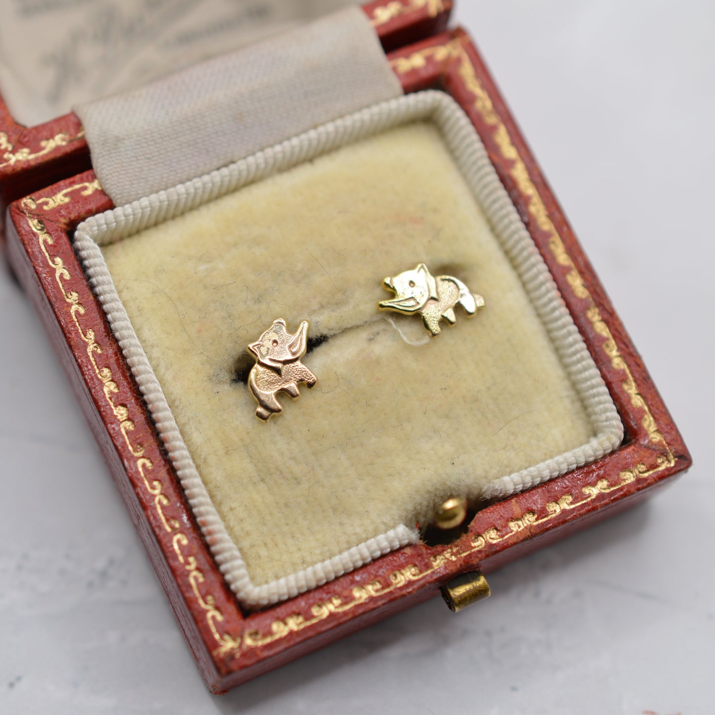 Vintage 9ct Gold Elephant Stud Earrings