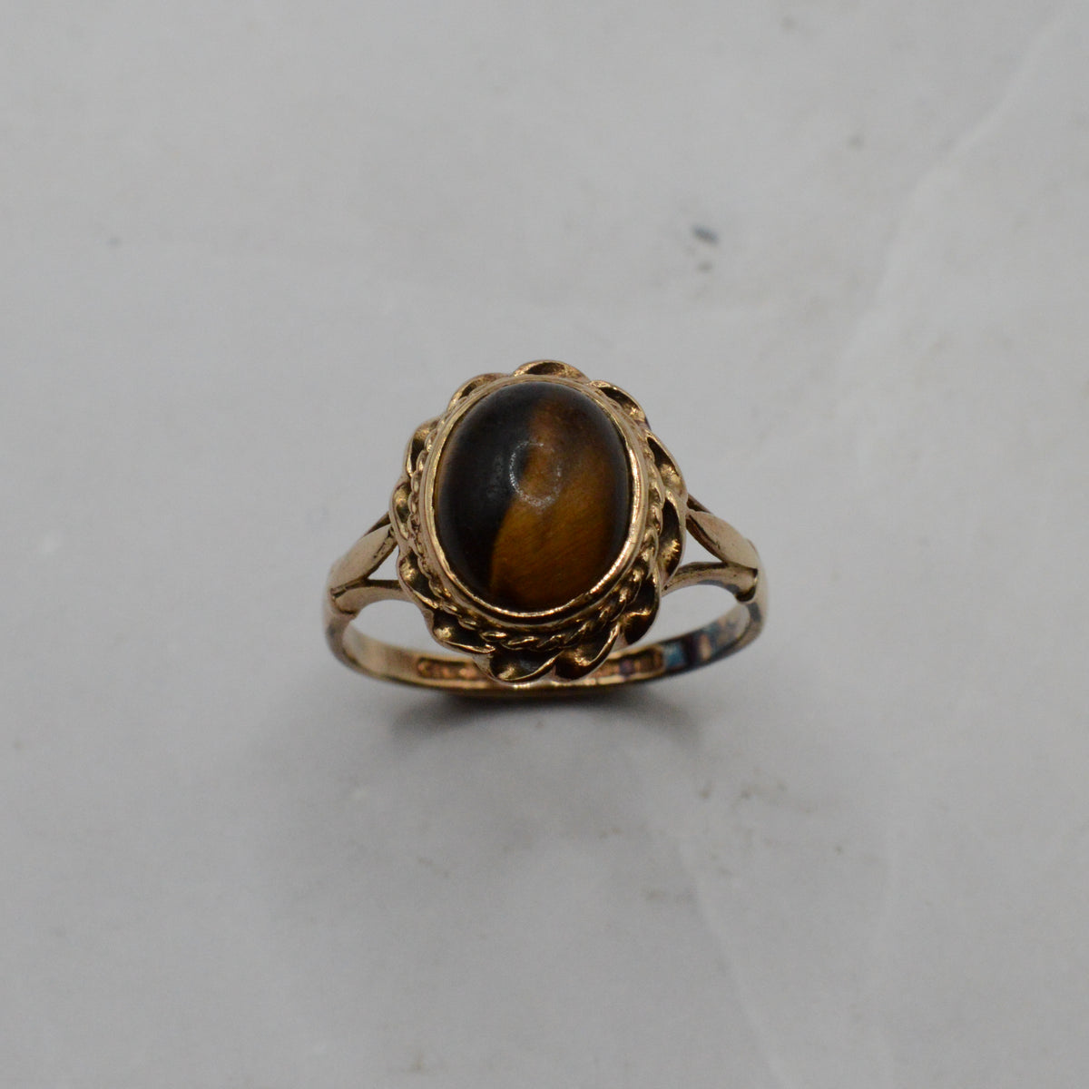 1970s Vintage 9ct Gold Tiger's Eye Ring