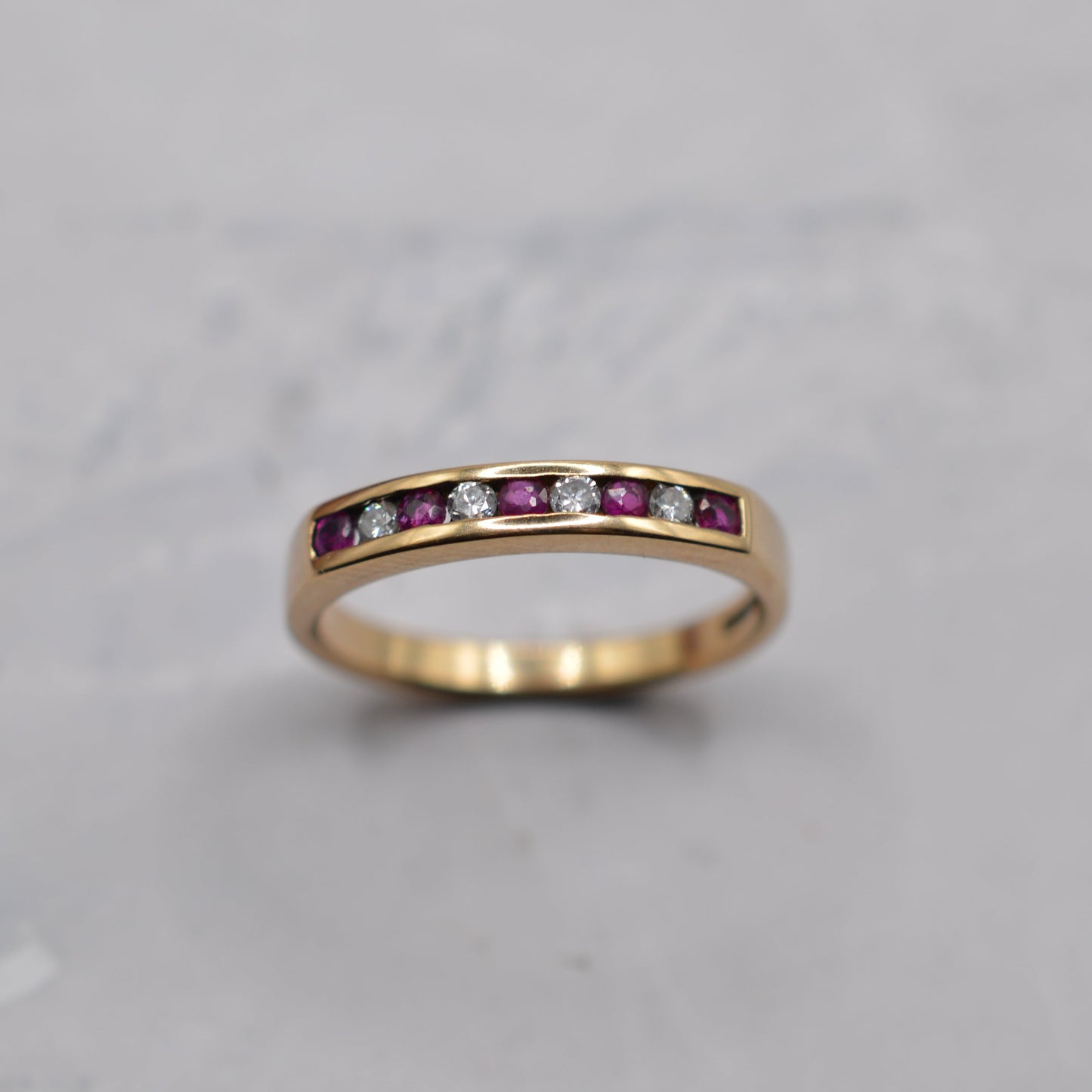 9ct Gold Ruby & Diamond Half-Eternity Ring